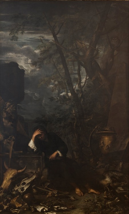 templeofapelles:Democritus in Meditation (1650 - 1651)Salvator Rosa