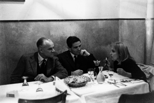 barcarole: Alberto Moravia, Pier Paolo Pasolini and Laura Betti having dinner at the Fiaschetteria B