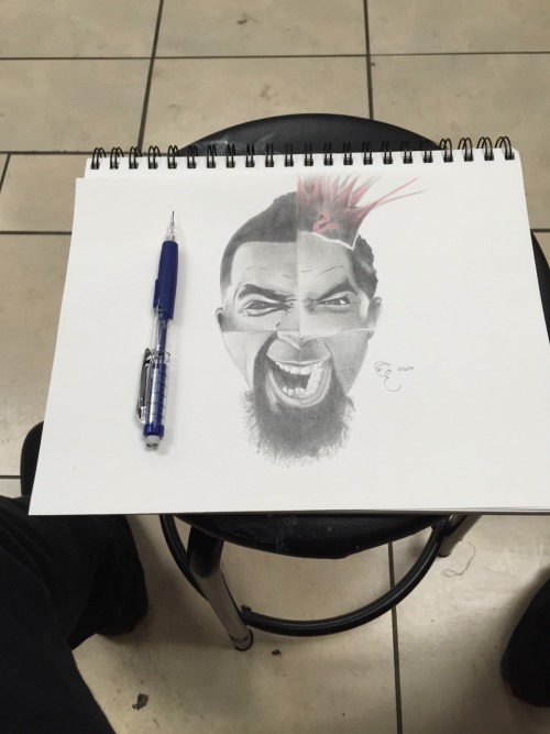 shenanigansofahooligan:  This is my most recent project that I completed a little over a week ago. It’s Tech N9ne’s “Klusterfuk” EP cover. What this is, is literally five different pictures built into one and what I did was draw it piece by piece.