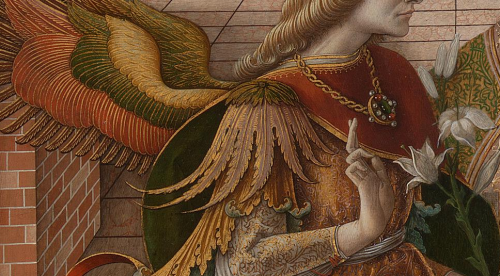 renaissance-art:Carlo Crivelli c. 1486Annunciation with Saint Emidius (detail)