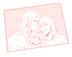 masasei:  family theme = excuse to draw keihi lololol family selfie aoba made mink do it bc his arm is the longest 