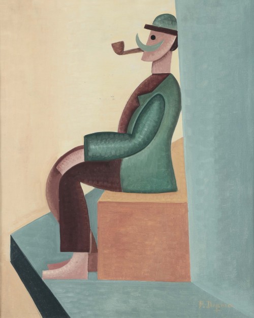 amare-habeo: Fortunato Depero (Italian, 1892-1960) Pipe smoker, 1940 Oil on canvas, 46 x 38 cm