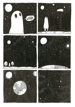 thesadghostclub:My fella sketched out this SGC comic, when I asked him what made him sad he said ‘space’