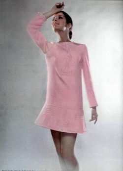 theswinginsixties:  Model wearing a Pierre Cardin mini dress, 1960s. 