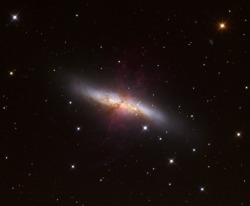 fuckyeahtheuniverse:  M82 is 12 million light-years away meaning the supernova explosion happened 12 million years ago. I love how thinking about that does for my brain.  