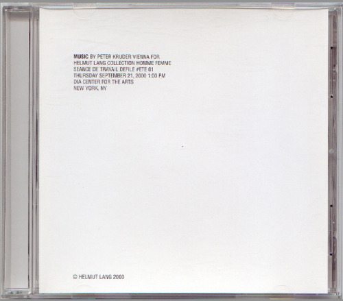 saindoux:  Helmut Lang S/S 01 soundtrack composed by Peter Kruder
