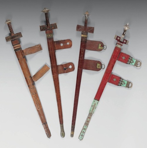 victoriansword:Four Takouba, Probably 20th CenturyLengths from left to right: 92 cm, 96.5 cm, 98 cm,