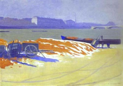 artist-vallotton: Red Sand and Snow, 1901, Felix VallottonSize: 46x65 cmMedium: oil on cardboard