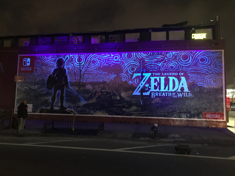 retrogamingblog: Glow-in-the-dark Breath of the Wild mural in Brooklyn