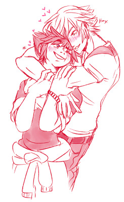 nikutsuneart:  Sometimes you just gotta smoosh your face into your boyfriend’s head