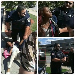 louddmouthbrand:  Facebook and the world at large I am sharing this video to expose the excessive force by a Hammond Indiana police officer to my 17 year old niece Jada Glasper…she weighs less than 100 lbs soak and wet she was arrested, choked and punched