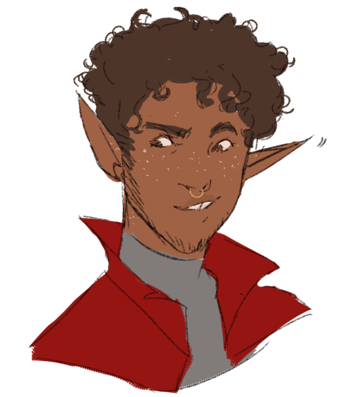 fioblah:its 1:43am post taako and RUN[id. a bust drawing of taako. he is a an elf with dark short cu