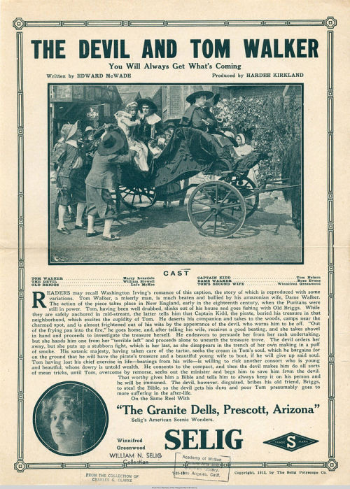 Flier for The Devil and Tom Walker, 1913Chicago : Selig Polyscope Co., Publisher - Margaret Herrick 