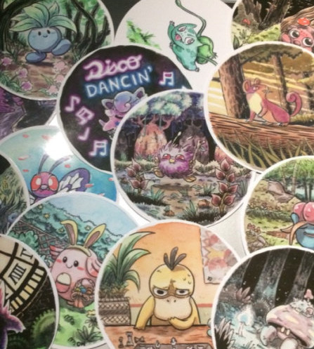 retrogamingblog:Artist Oliver Hamlin made watercolor stickers of all 151 original Pokemon