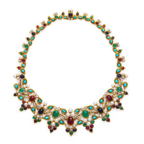 vysjewelry:Mughul-inspired necklace, Mauboussin, c. 1950 (at ALVR)