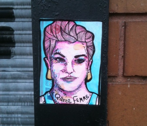 queerthestreets:  Queering the streets with some detailed stickers. This past month has been pretty full of other, non-street art, stuff. So I have only had time to make small paintings. Here’s a number of stickers that are queering up the Fitzroy &