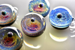 Galaxies Trapped in Tiny Glass PendantsGlass