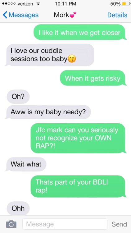 pranking boyfriend!mark with part of his baby dont like it rap this is my first time doing fake text