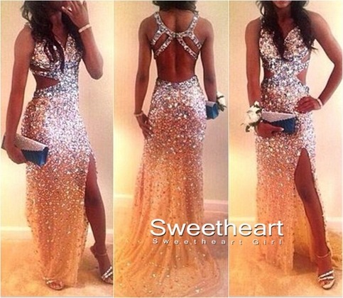 Sexy long sequin prom dress