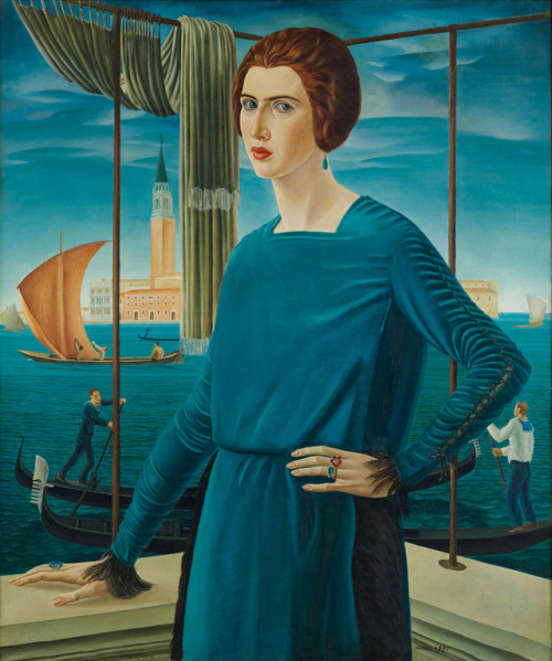 Ubaldo Oppi, The Artist’s Wife with Venice in the Background, 1921. Privat collection, Rome. P