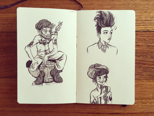 Page from my moleskine sketchbook … practicing using the Pentel brush pen, which is my new fa