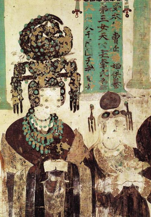 Cave painting from Mogao, China, showing the daughter of the King of Khotan, who married Cao Yanlu,r