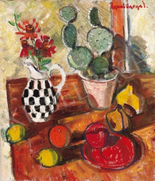 cactus-in-art:Istvan Ilosvai Varga (Hungarian, 1895-1978)Csendélet pepita kancsóval [S