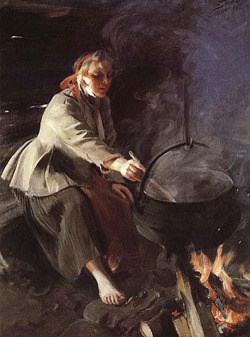 Gladtoknowcha:  Anders Zorn - In The Cookhouse (1906) 