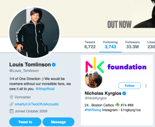 Louis’ recent follow on Twitter - 10/07