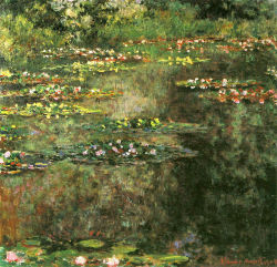 artist-monet:  Water Lilies, Claude Monethttps://www.wikiart.org/en/claude-monet/water-lilies-4