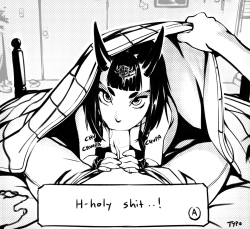 requiemdusk:  Thank you for supporting me while I make art, it’s a great feeling :&gt;So have some Shuten Douji surprise morning glory