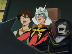 megurim:  The Evolution of Sunrise Laugh. Another Note: Why is that Prince Zardoz lookalike guy from Combattler V doing there?
