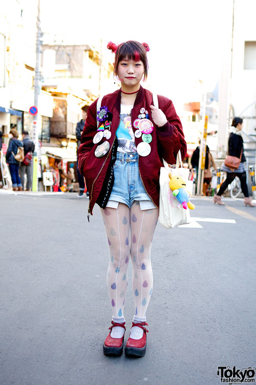 English-speaking Harajuku girl Elleanor w/ cute pink hairstyle, Kinji bomber jacket &amp; Tokyo 