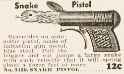 spicyhorror:Snake Pistol (from 1938 Johnson Smith &amp; Company novelty catalogue)