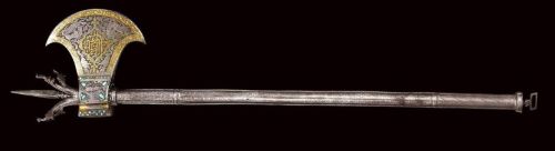 art-of-swords: Qajar Axe with Dragon Finials Dated: 19th century Place of Origin: Persia Inscription