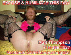 ilovetoes327:  revealinginsights:  Here’s what this fag needs: ADD HIM ON FACEBOOK Then, go to this gallery of him being a cocksucking faggot. Select your favorite shots to share freely with his Facebook friends. Enjoy his humiliation!  I beg everyone