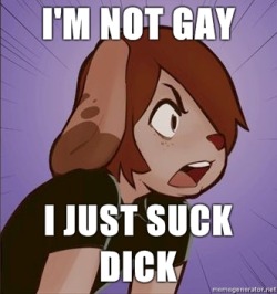 overall-insane476:  hornypornyandcool:  allgayfurries:  me  Soooooo cuteMarty, is not the cock sucking so much that’s gay, its more the cocks you take in your ass, that makes you seem gay.  XD