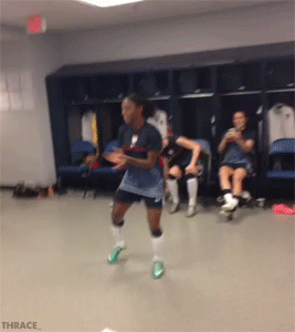 tobin-heath-swag:  tpinoe:   (x)  god i honestly dont see why everyone doesnt love them  Also Alex morgans little dance is absolutely adorable   
