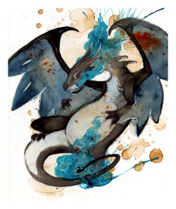 geeksngamers:  Pokemon Ink Paintings - by Rubis Firenos You can follow the artist on Tumblr