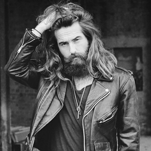 thelastofthewine:  beardsinblackandwhite:@leedoco  ***Crikey… always love a bushy beard and long hair .. mega hot