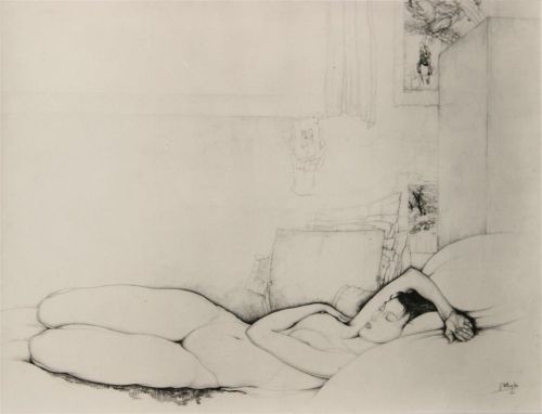 Lying Nude  -  Jules De BruyckerBelgian  1870-1945Pencil drawing 