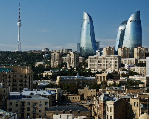 komalantz: The Flame Towers by BrianSearwar on Flickr. Baku, Azerbaijan.