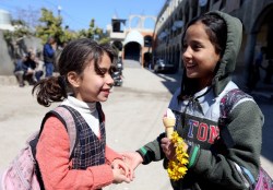 letswakeupworld:  Palestinian refugee girls play together after school at Ain Al-Helweh refugee camp, near Sidon, Lebanon. (Photo Credit: Joseph Eid)