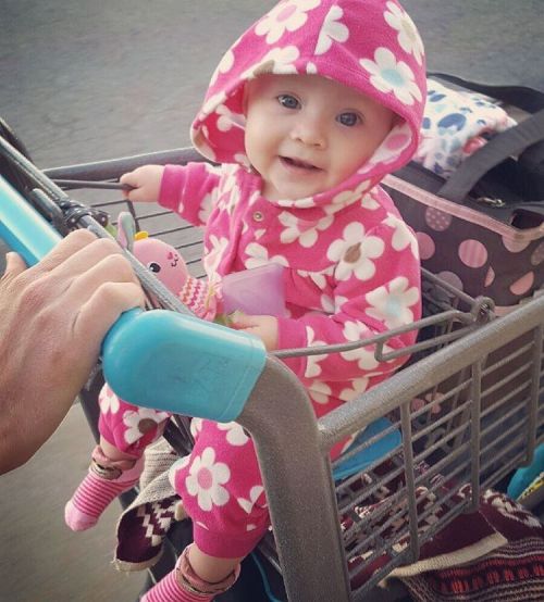 She&rsquo;s getting big enough to sit in the cart!!! My darling Delilah!!! #babygirl #babies #ba