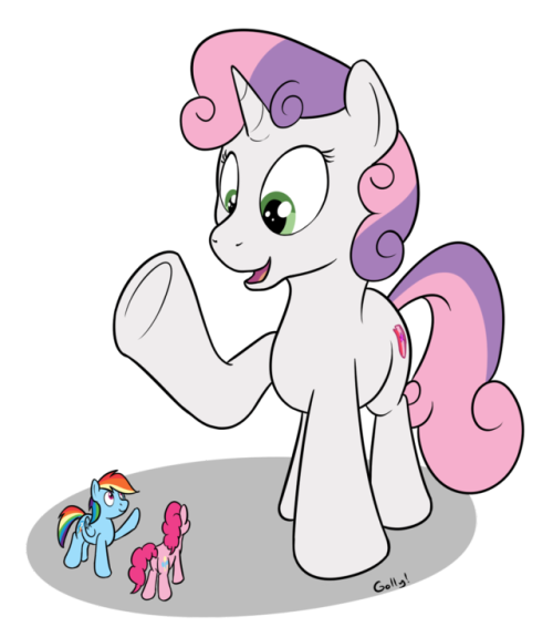 sweetie belle encounters a tiny rainbow dash and pinkie pie. everything is normalrequest for a dude 