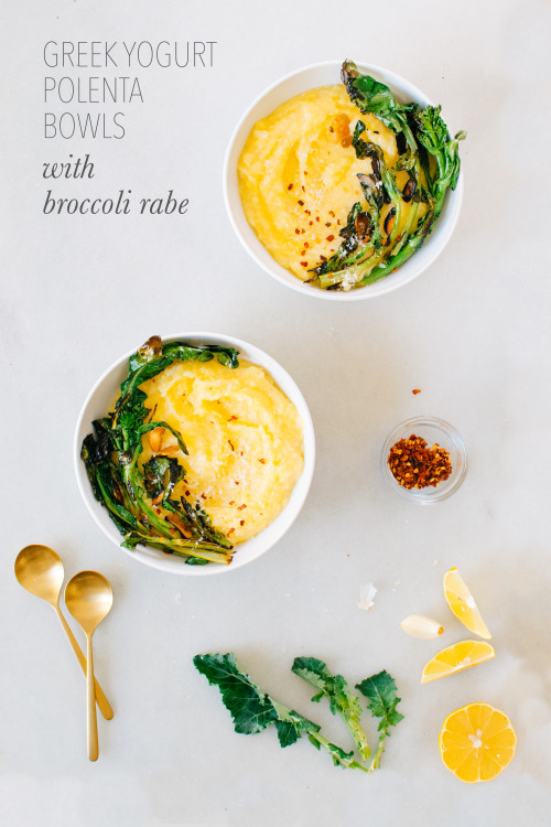 kaleandcaramel: GREEK YOGURT POLENTA BOWLS WITH BROCCOLI RABE. Adulthood has come to me in fits and 