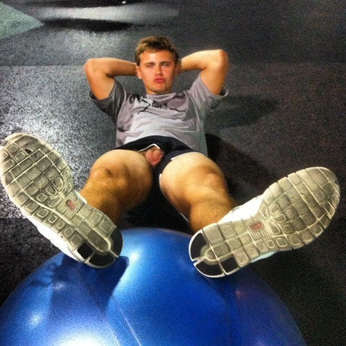faggland:  Quit staring at my junk man and hold my feet while I do this. You’ll get to taste my load soon enough, just be patient 