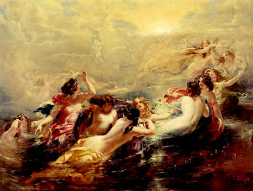 mermaidenmystic:Sirens and the Knight by William Edward Frost (English painter, 1810-1877)click to e