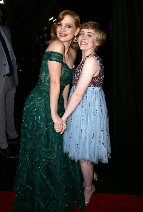 Jessica Chastain and Sophia Lillis attend the premiere of “It: Chapter Two” on August 26, 2019 in We