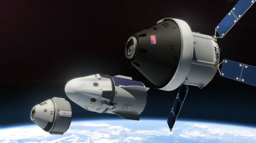 for-all-mankind: okan170: US Space Fleet, 2020. (CST-100, Dragon 2, Orion) I’m glad to see a r